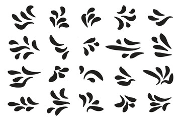 set of hand-drawn Ray Burst Accent Flourish, doodle swashes text elements word emphasis brush stroke, important characters text highlighters accents marks Decorative element 
