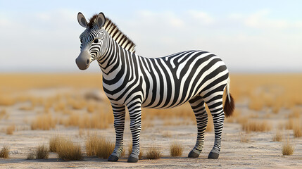 Obraz premium 3D cartoon zebra illustration white background. Wildlife illustration