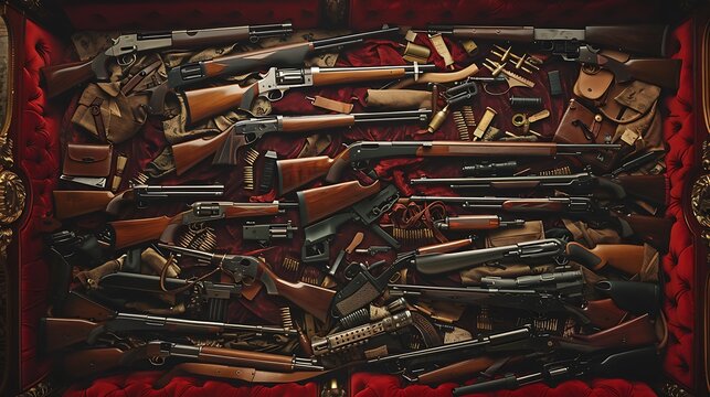 Bed full of guns