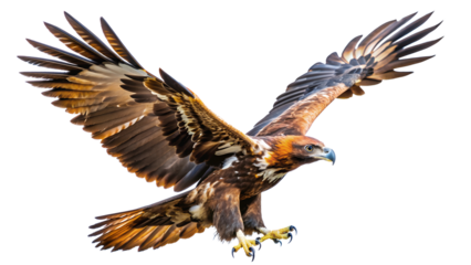 Wedge tailed eagle in flight isolated on transparent background