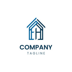 Realestate logo, with the initials letters E and H.