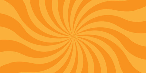 Texture of a Vintage sun ray orange and yellow radial spiral sunrise, sunlight creative vector summer sunny. surface panoramic retro sunburst banner, poster, template background.