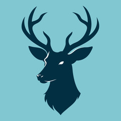 Silhouette deer head logo icon vector art illustration