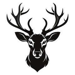 Silhouette deer head logo icon vector art illustration
