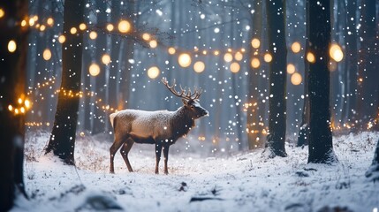 Majestic Deer in Winter Wonderland