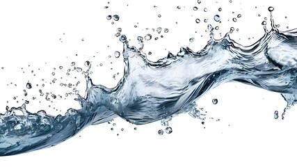 Set of strong flow of water on an isolated white background
