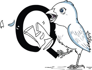 coloring page a simple drawing of pretty letter with cartoon character, Coloring book