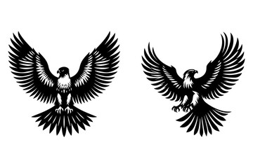Obraz premium falcon set silhouette vector illustration isolated on transparent background- Generative AI