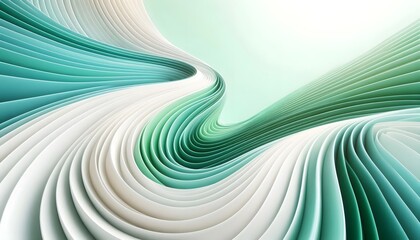 Abstract waves of green and white hues flowing smoothly in a gradient with soft light