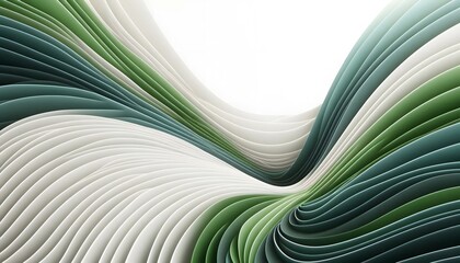 Abstract waves of green and white hues flowing smoothly in a gradient with soft light