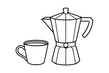 Continuous single line drawing of cup of espresso and moka art vector
