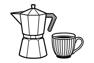 Continuous single line drawing of cup of espresso and moka art vector