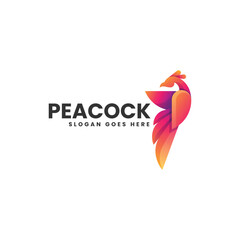 Vector Logo Illustration Peacock Gradient Colorful Style