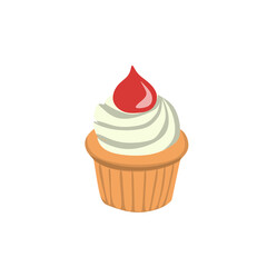 cupcake with cherry vector illustration