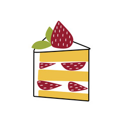 strawberry cake Illustration. Food Vector cakes