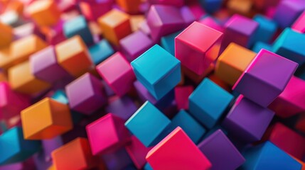 Obraz premium A colorful pile of blocks with a variety of colors including red, blue