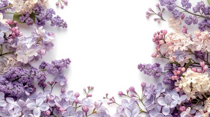 A white background with a purple flower arrangement