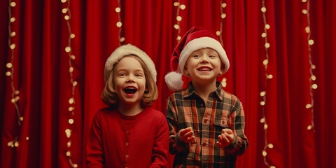 Fototapeta premium A happy little children wear christmas costume smiling