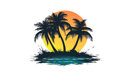 Tropical island logo transparent background