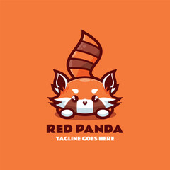 Vector Logo Illustration Red Panda Mascot Cartoon Style.