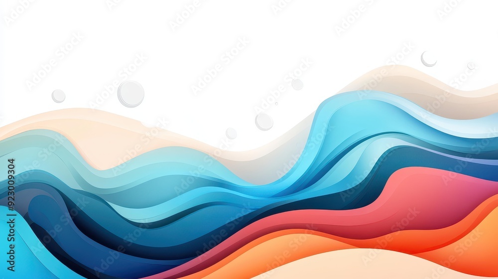 Sticker Abstract blue wave lines create a modern flat illustration with vibrant textures against a crisp white backdrop.