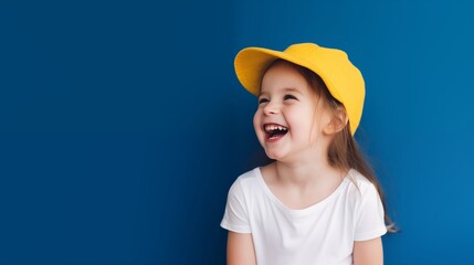 Fototapeta premium Cute little europe white girl laughing and smiling 