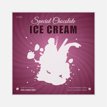 Special delicious Ice cream shop Food menu social media post design template
