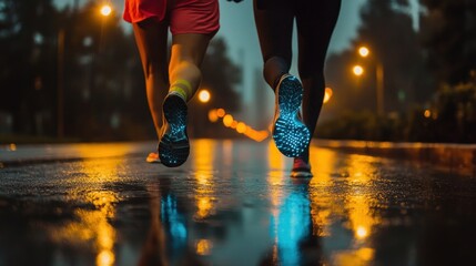 Running in the Rain at Night