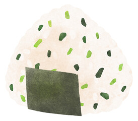 斜めから見た ふりかけのおにぎり　水彩タッチ