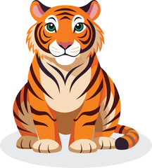 illustration of tigers. standing tiger running hunting pose.