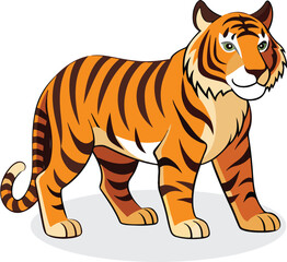 illustration of tigers. standing tiger running hunting pose.