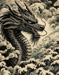 墨絵、日本画、浮世絵／龍（ドラゴン）