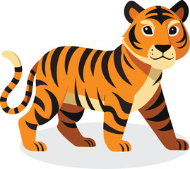 illustration of tigers. standing tiger running hunting pose.