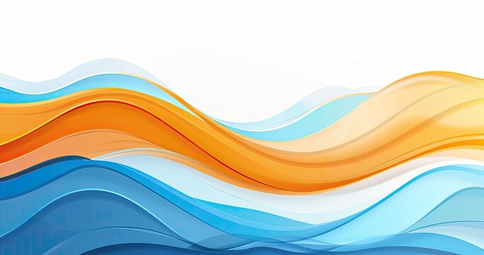 A simple vector background with blue and orange waves on the bottom, white space in the center for text, professional graphic design in the style of white blank template banner,