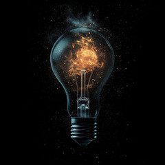 Symbol of Innovation: Stark Black Backdrop Highlighting Modern Ideas