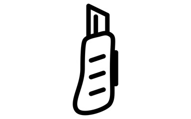 Tool icon with simple line drawing in black and white, cutter