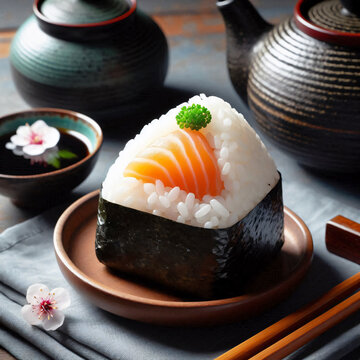 Onigiri Illustration, a Japanese traditional rice dish