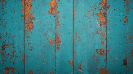 A close-up of rustic blue wooden planks with orange rust stains, perfect for backgrounds and texture applications.