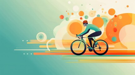 Fototapeta premium Health and fitness, cycling for wellness, flat design illustration