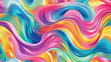 Obraz premium A vibrant and colorful pattern featuring swirling waves, vector illustration, with bold lines and bright colors creating an energetic atmosphere. 
