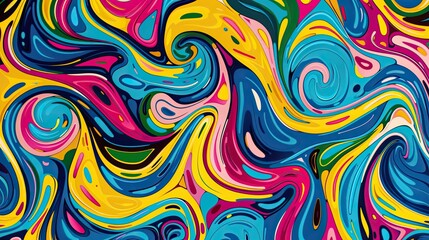 Fototapeta premium A vibrant and colorful pattern with swirling waves, perfect for creating an eye-catching background or texture in your design projects. 