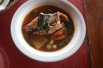 traditional Indonesian Palembang cuisine. Pindang Patin. snakehead fish pindang. Pindang Toman. pindang baung. smoked fish. Great dish for lunch and dinner served with rice