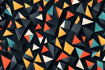 "Abstract geometric patterns with sharp angles and contrasting colors, inspired by cubism, set against a dark background, in ultra-high resolution."