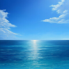 Fototapeta premium Crystal-clear blue sky stretching endlessly above a tranquil ocean