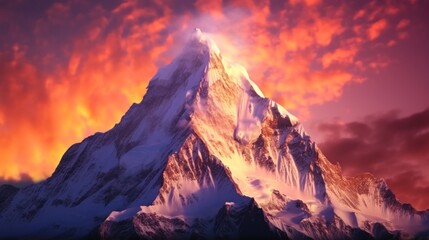 Obraz premium Majestic Mountain Peak at Sunset