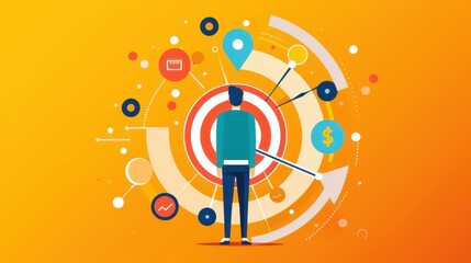 Investment goals, setting targets for financial returns, flat design illustration