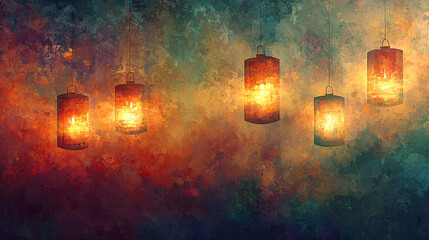 Obraz premium Bright and Beautiful Floating Lanterns Cultural Celebration of Light and Spiritual Blessings