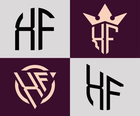 Creative simple Initial Letters XF Logo Designs Bundle.