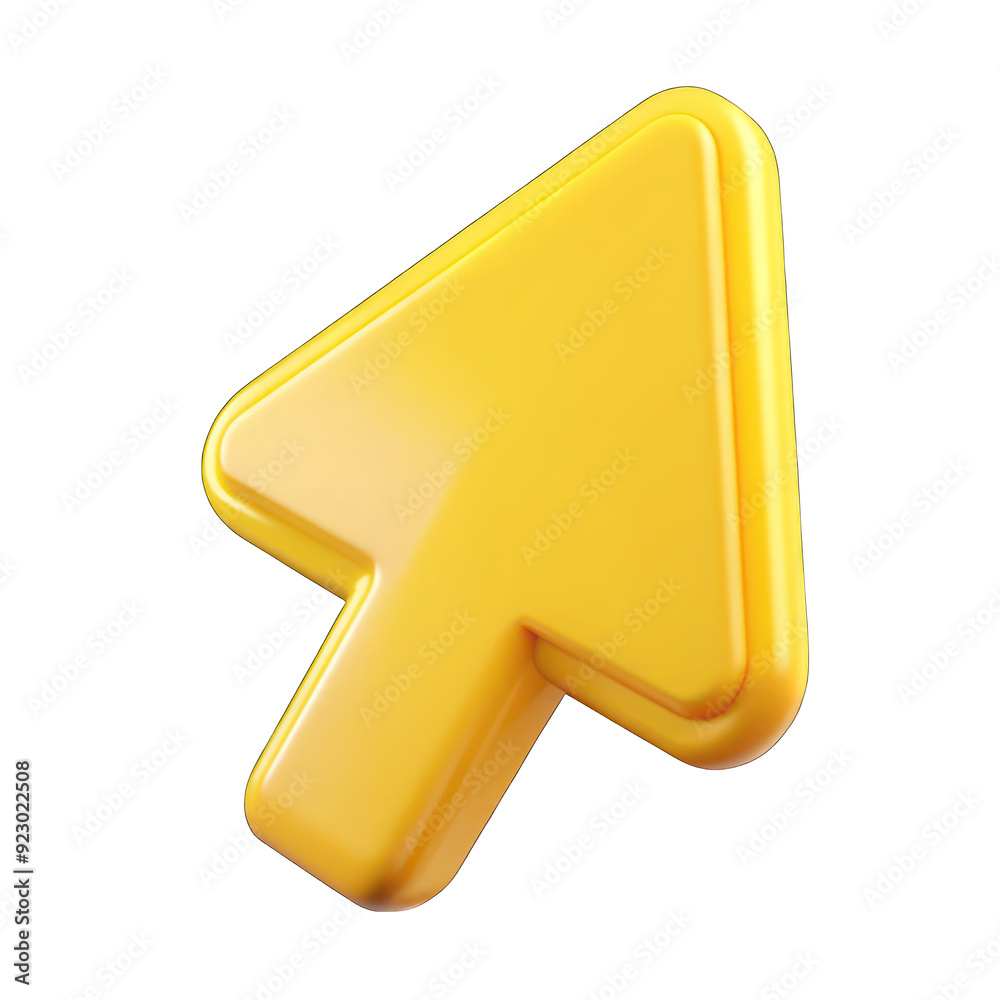 Wall mural yellow click cursor icon 3d isolated on transparent background