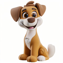dog cartoon plastic 3d clay isolated